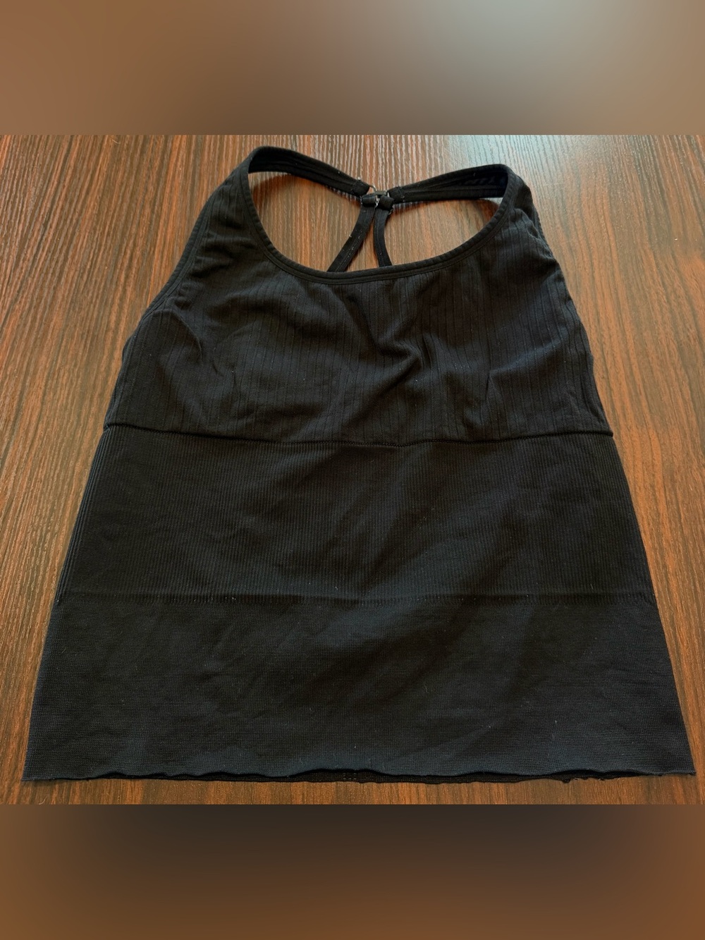 PINK Victoria's Secret Black Ribbed Racerback Tank Size L